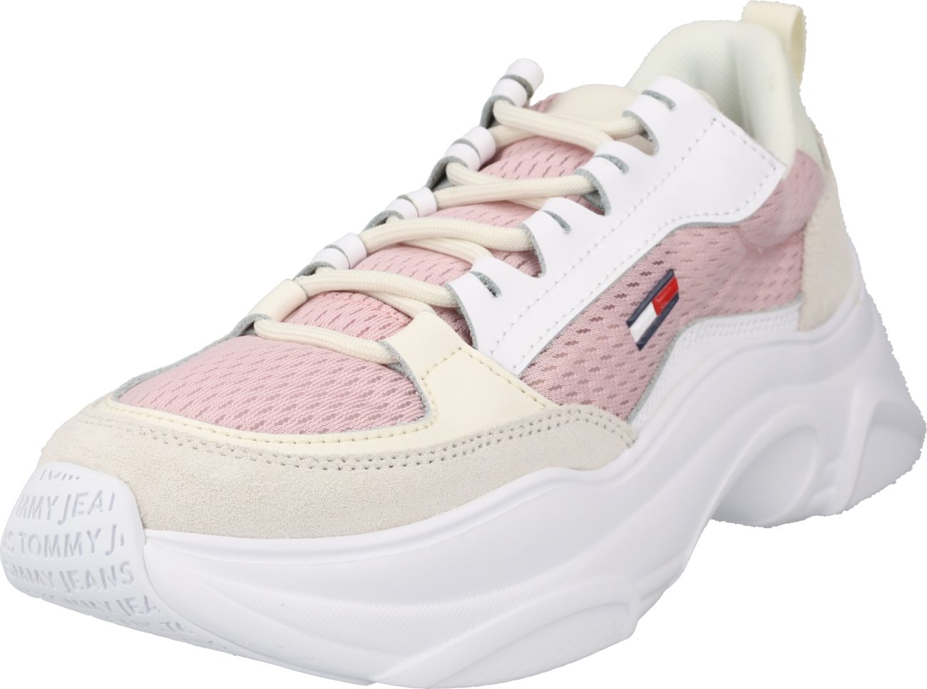 Tommy Jeans Tenisky krémová / marine modrá / světle růžová / bílá