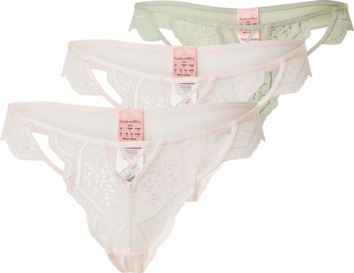 Hunkemöller Tanga 'Yakira' světle zelená / růžová