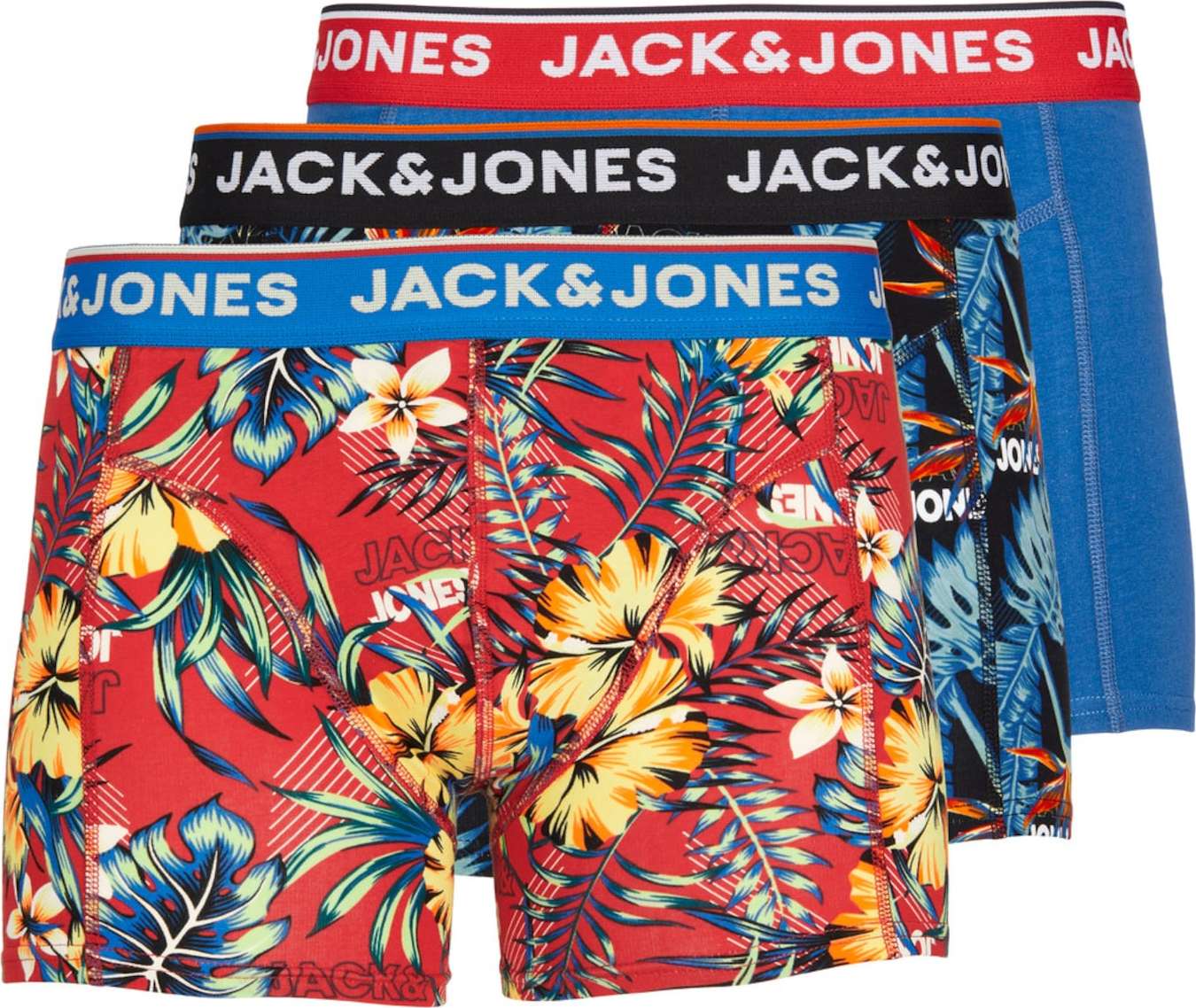 JACK & JONES Boxerky 'Azores' modrá / žlutá / černá / bílá