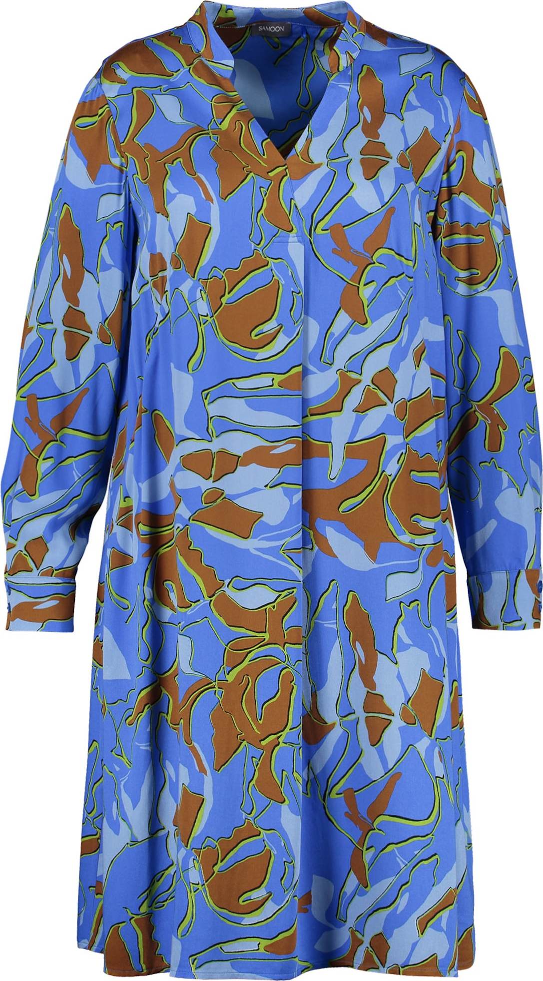 SAMOON Košilové šaty modrá / hnědý melír