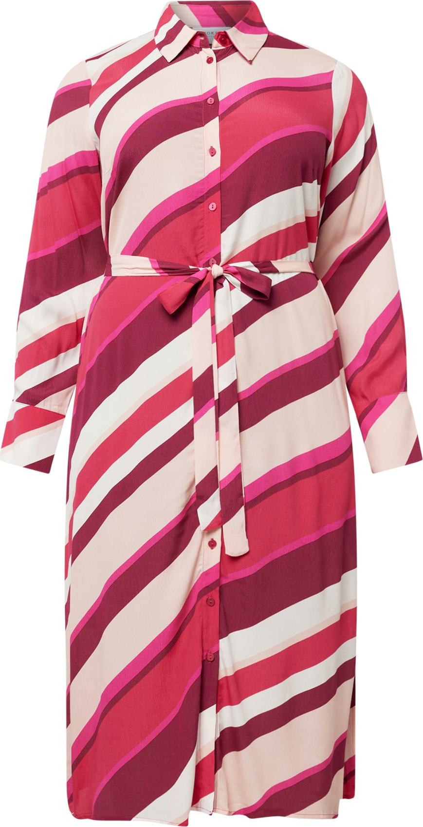Košilové šaty 'DEMA' EVOKED pink / tmavě růžová / bílá