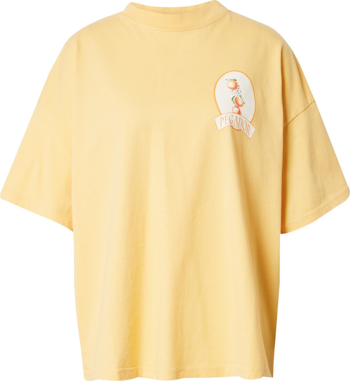 Oversized tričko 'Brend' Pegador tmavě žlutá / tmavě zelená / oranžová / přírodní bílá