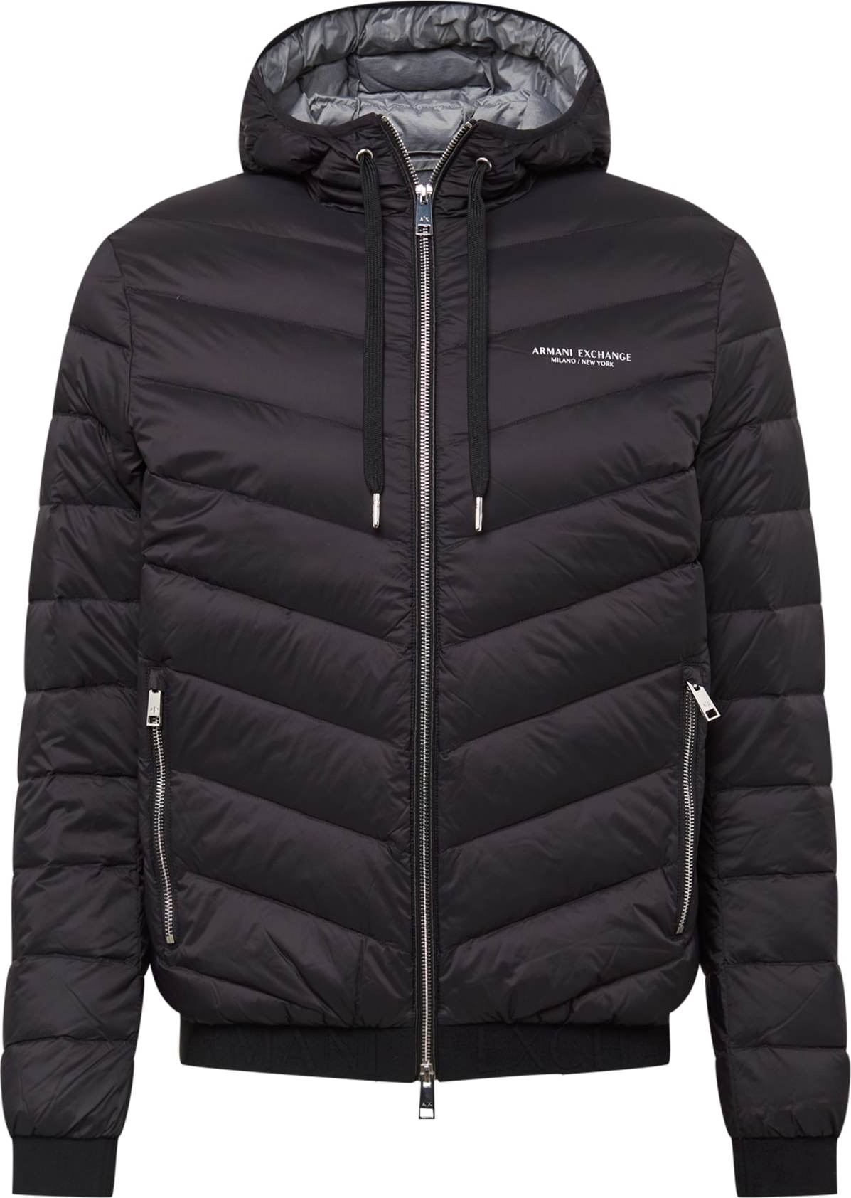 Zimní bunda Armani Exchange černá / bílá