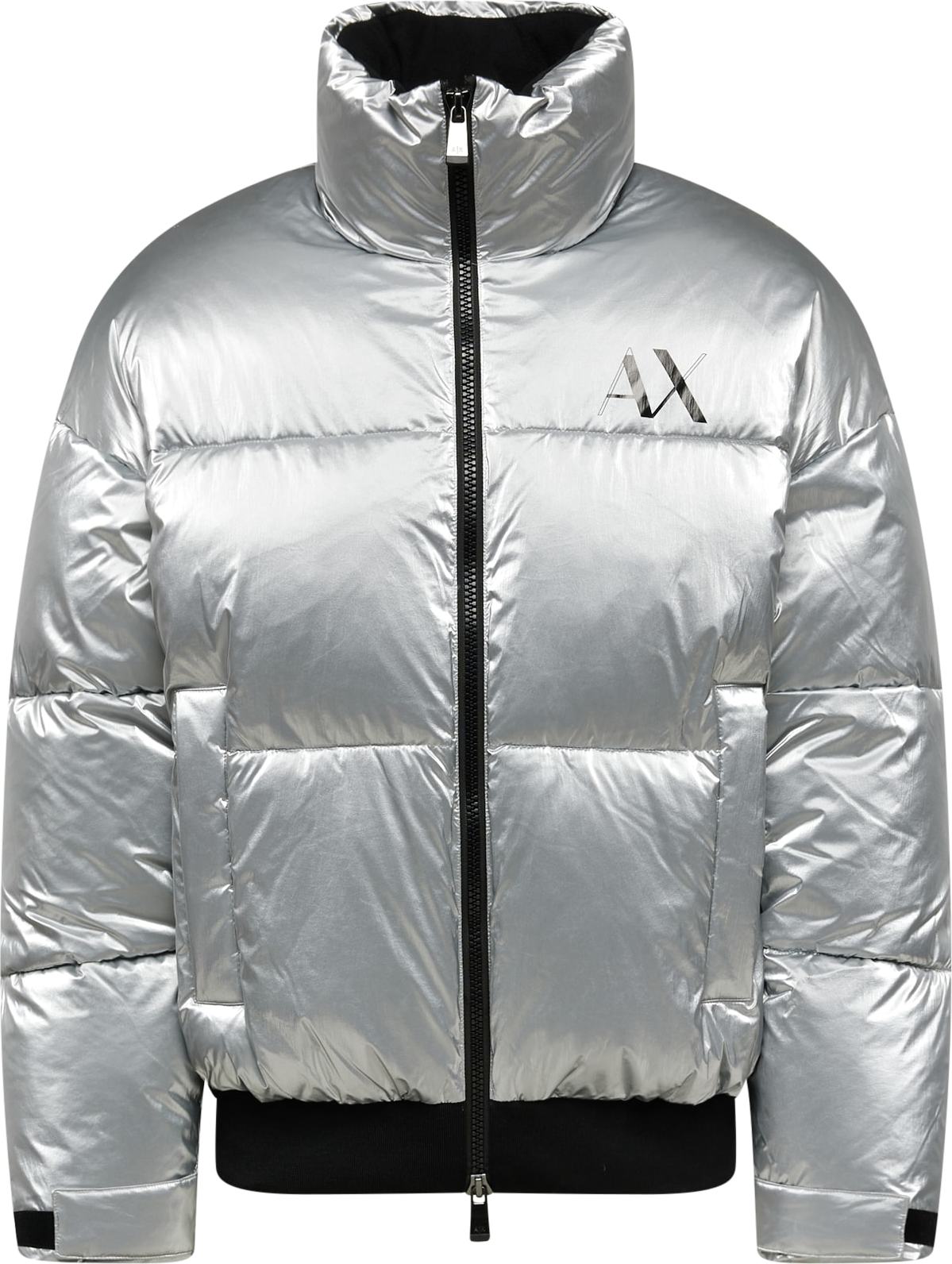 Zimní bunda Armani Exchange černá / stříbrná