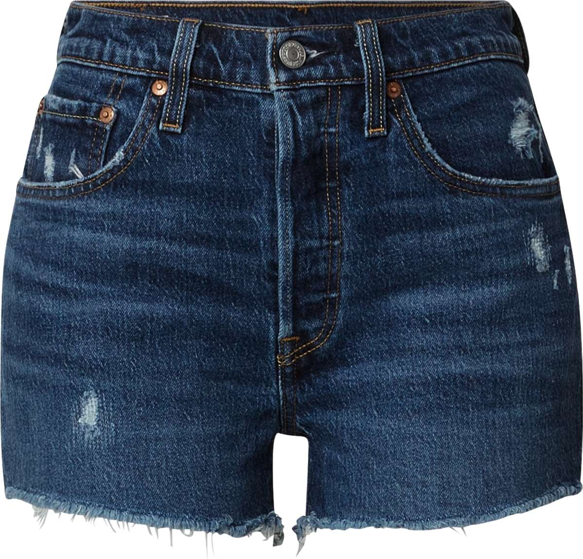 Džíny '501® ORIGINAL SHORT DARK INDIGO - WORN IN' Levis tmavě modrá