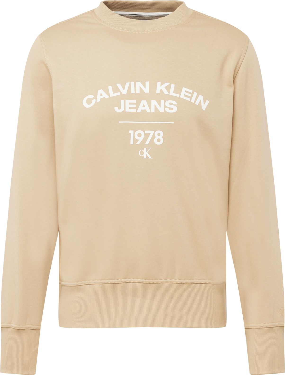 Mikina Calvin Klein Jeans velbloudí / bílá