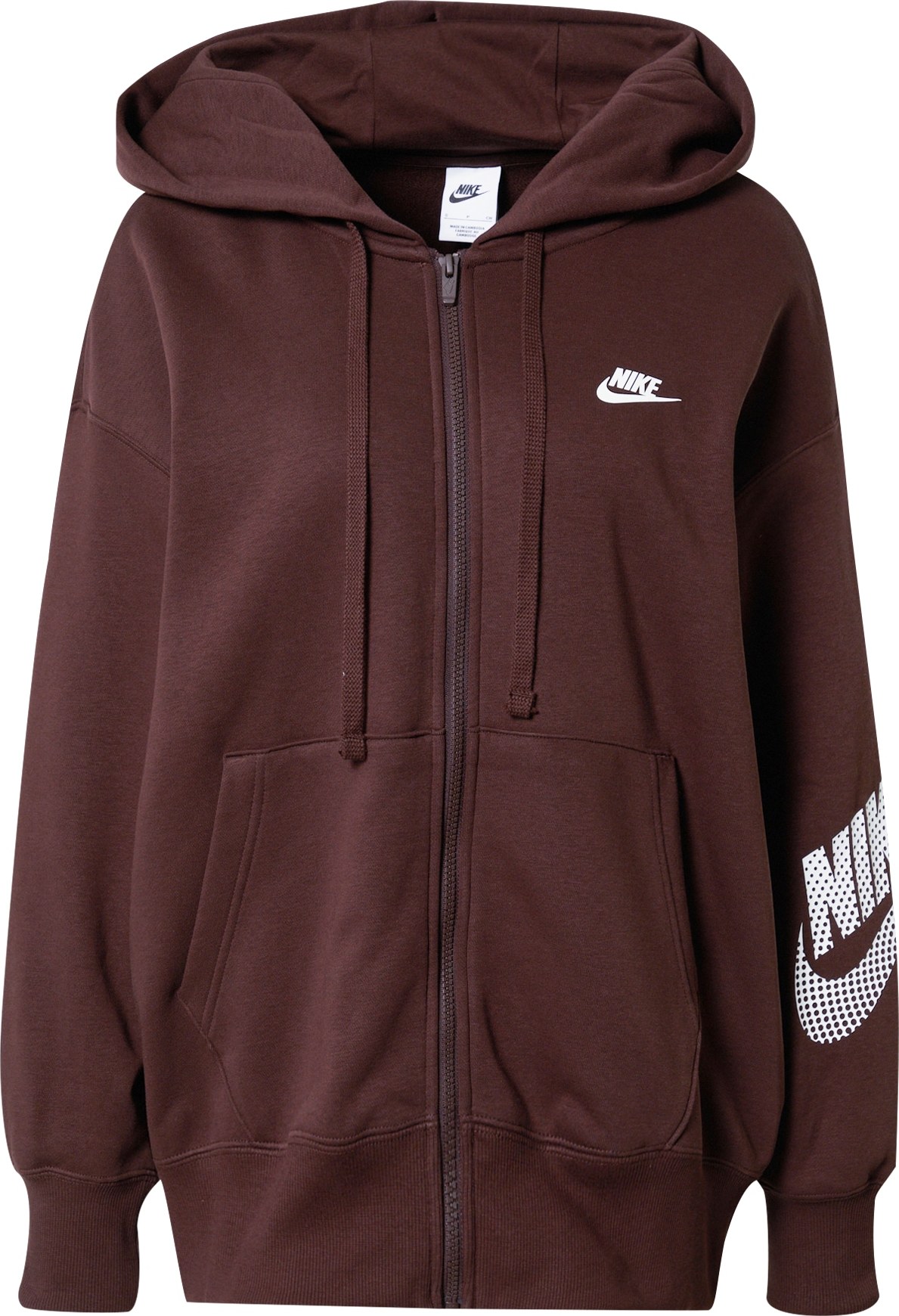 Mikina Nike Sportswear tmavě hnědá / bílá