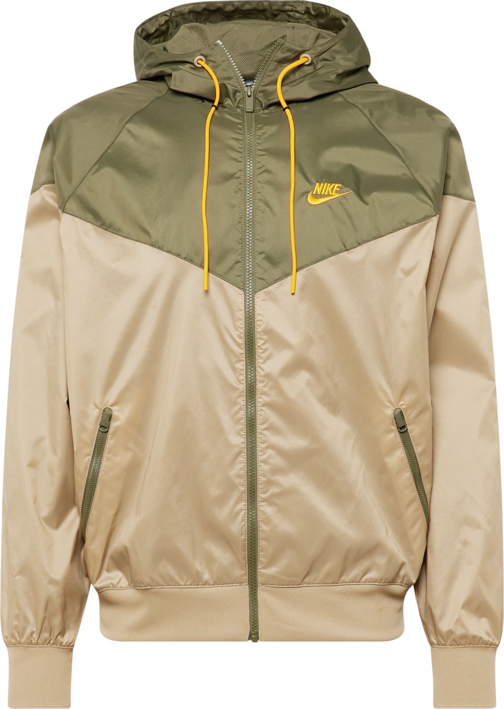 Přechodná bunda Nike Sportswear béžová / zlatě žlutá / khaki