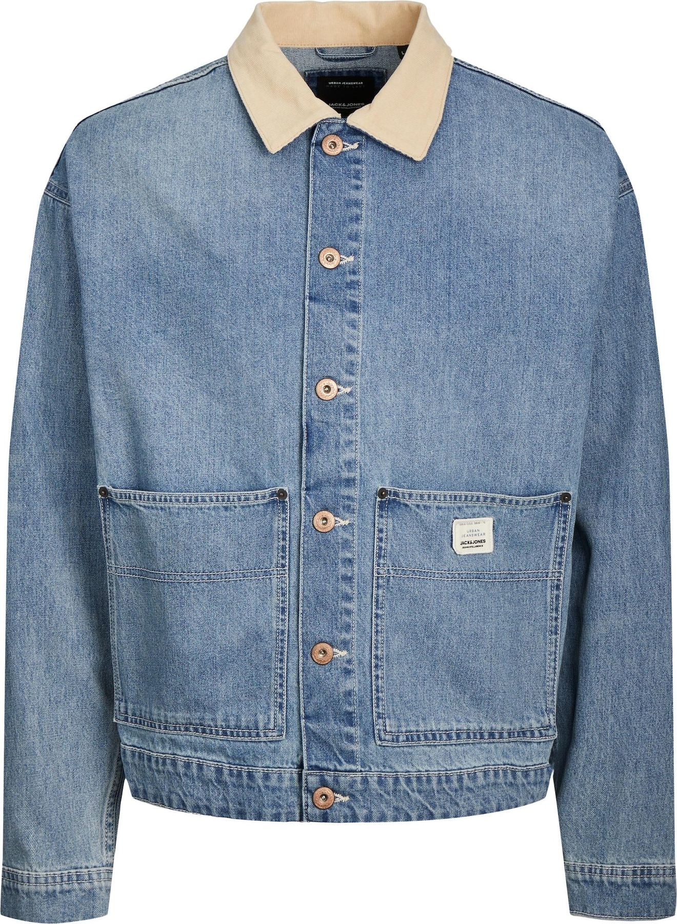 Přechodná bunda 'DEREK' jack & jones starobéžová / modrá džínovina