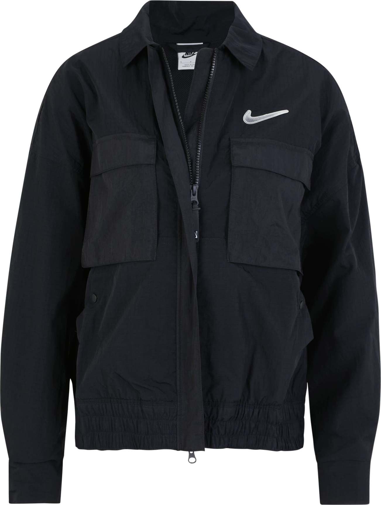 Přechodná bunda Nike Sportswear černá / bílá