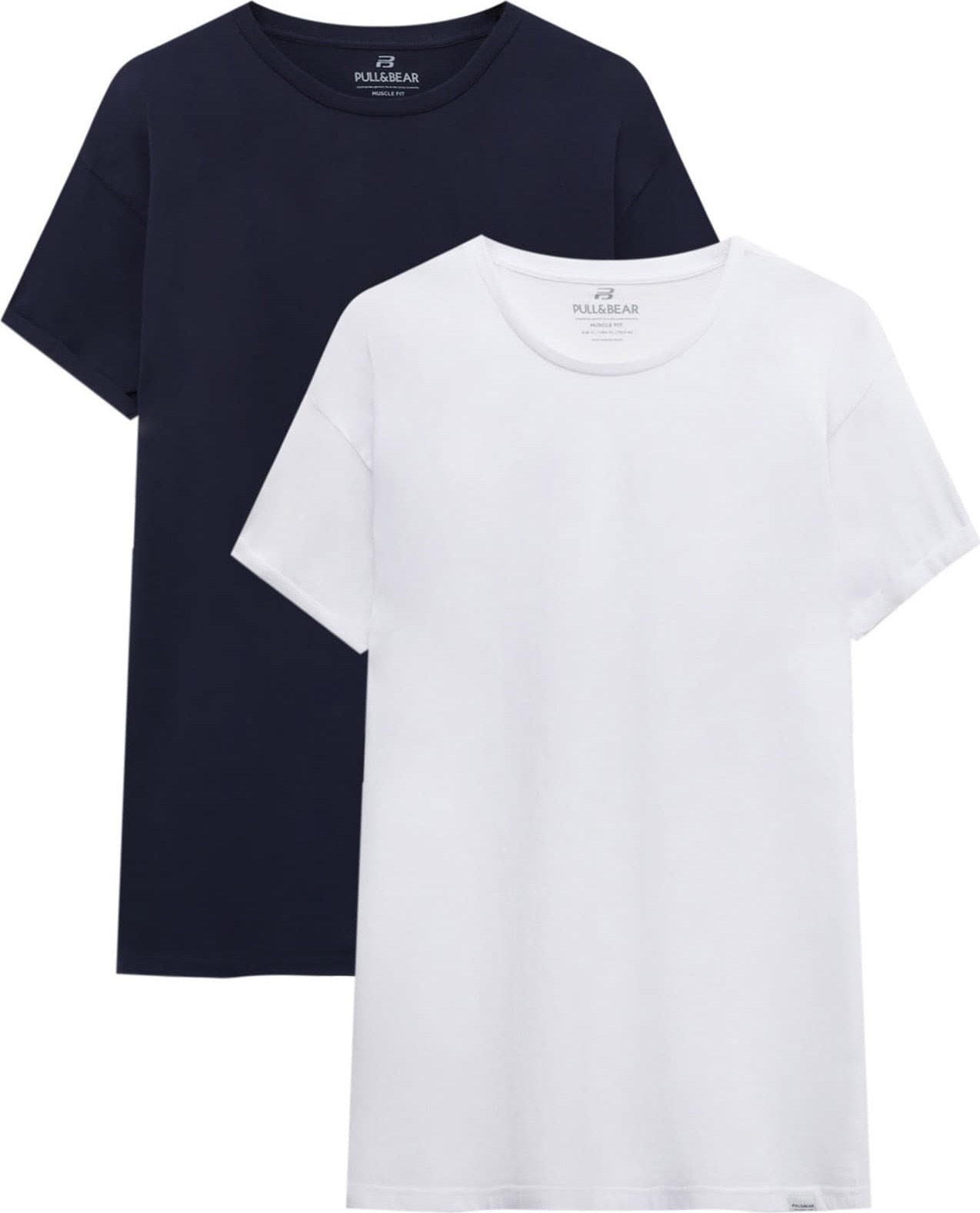 Tričko Pull&Bear námořnická modř / bílá