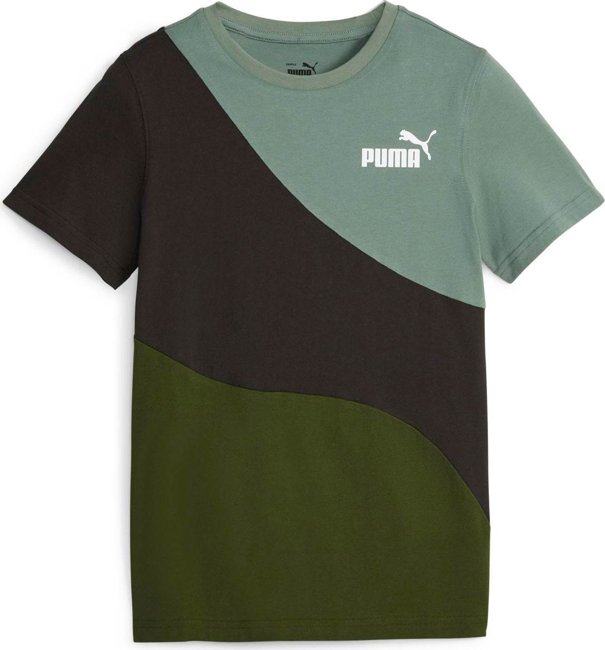 Tričko Puma olivová / pastelově zelená / černá / bílá