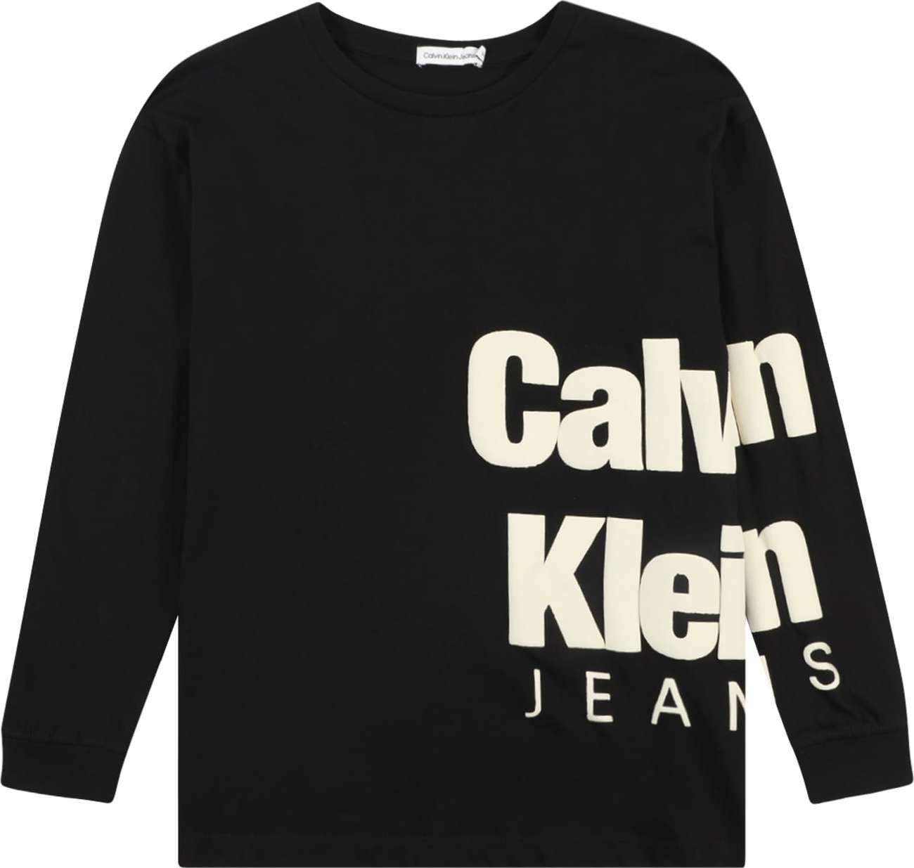 Tričko Calvin Klein Jeans krémová / černá