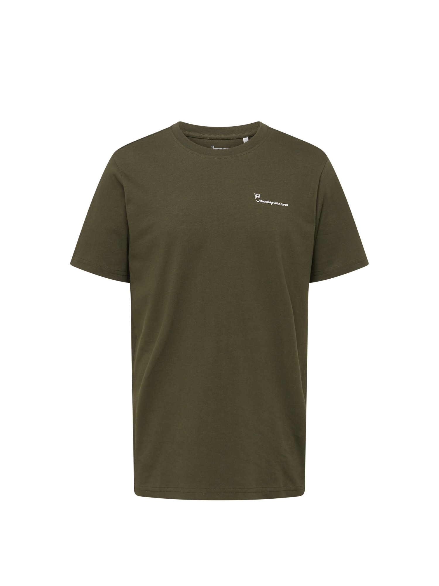 Tričko KnowledgeCotton Apparel khaki / bílá