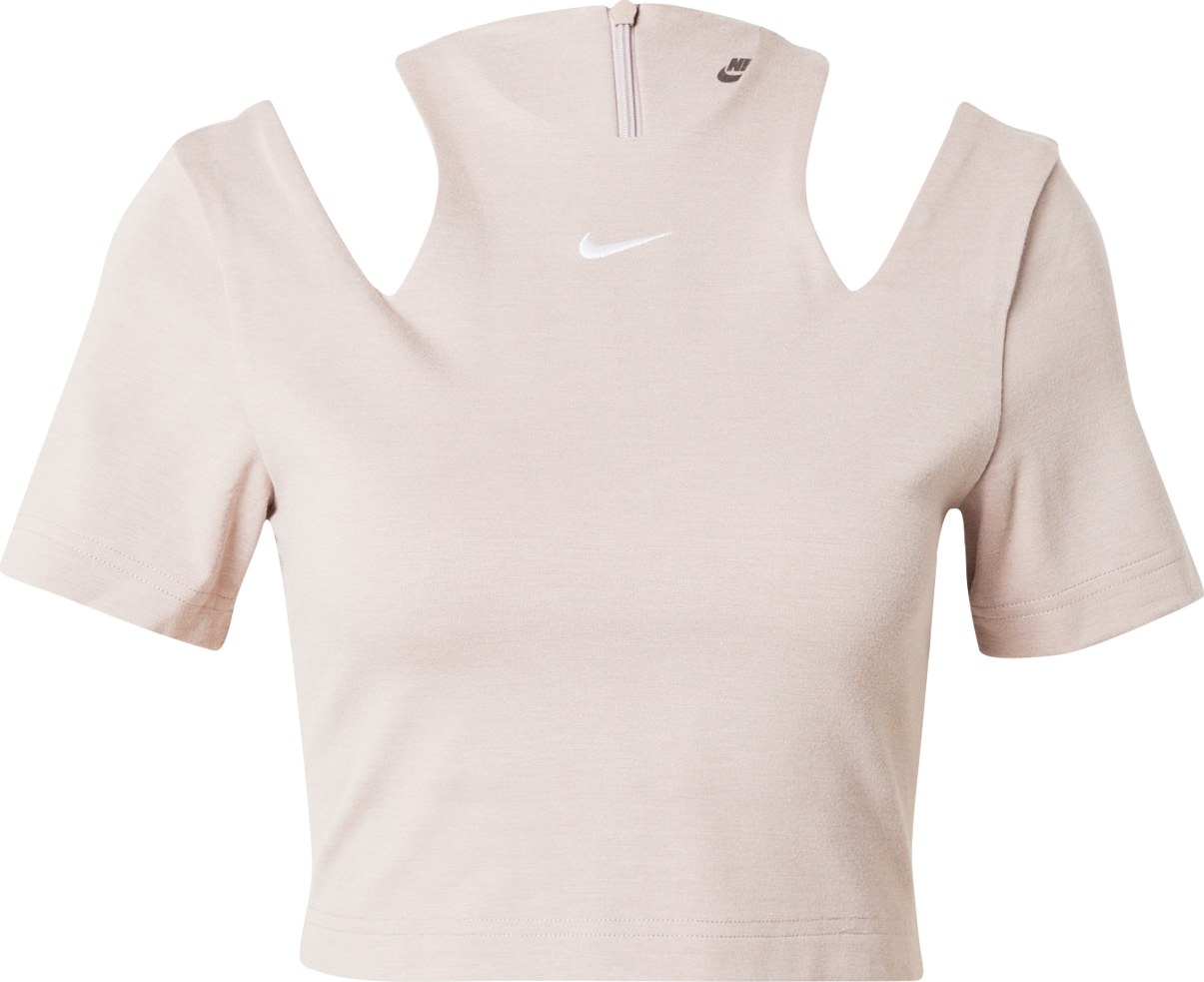 Tričko Nike Sportswear šedobéžová / bílá