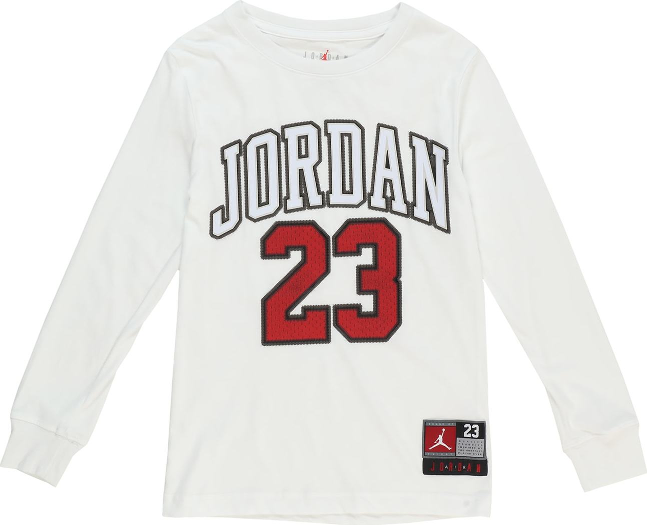 Tričko 'PRACTICE FLIGHT' Jordan šedobéžová / karmínově červené / černá / bílá