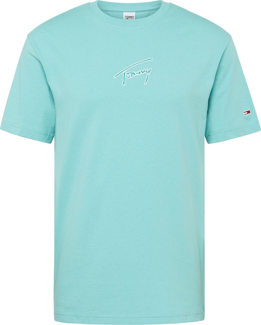 Tričko Tommy Jeans aqua modrá / bílá