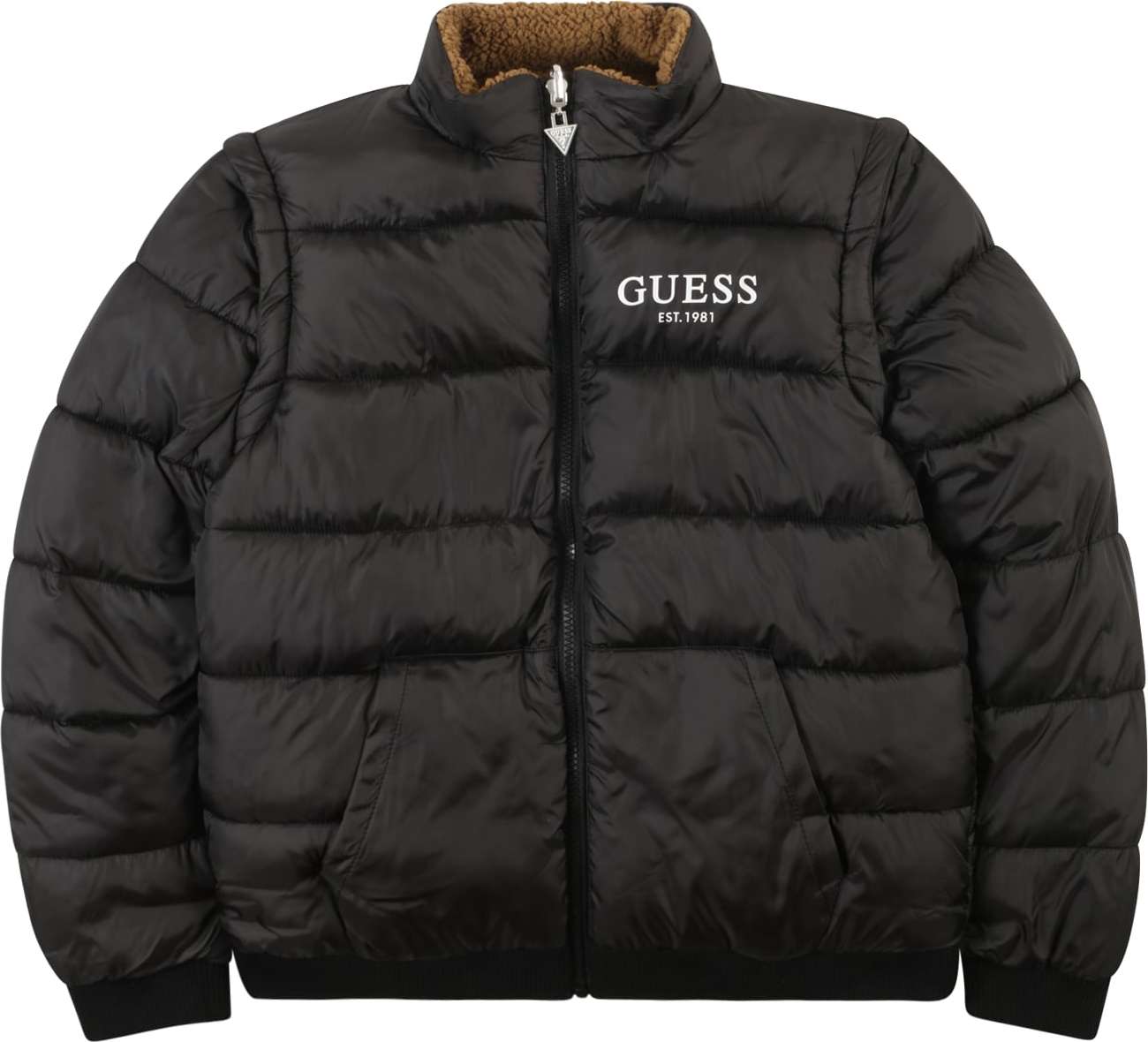 Zimní bunda Guess černá / bílá