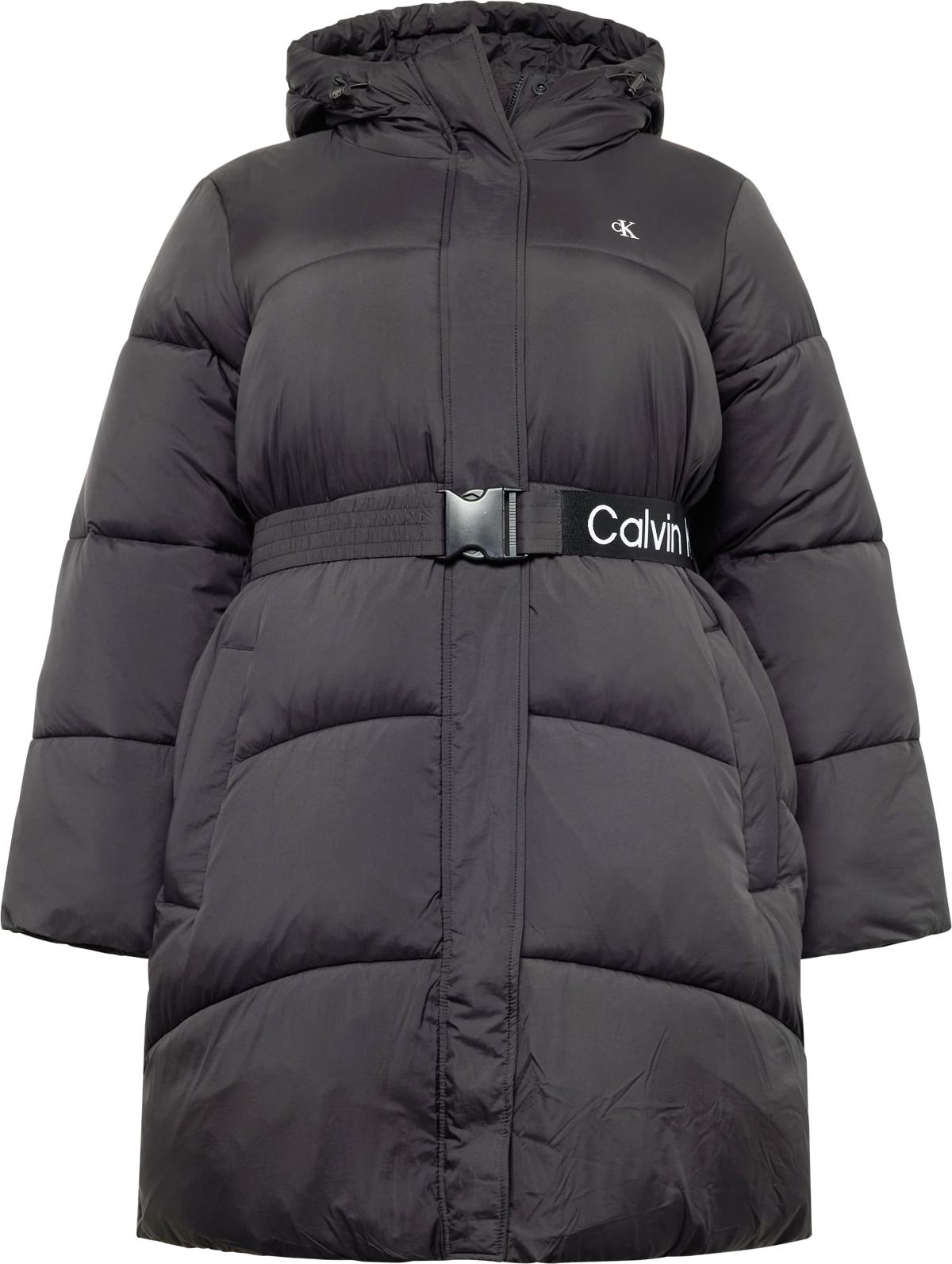 Zimní kabát Calvin Klein Jeans Curve černá / bílá