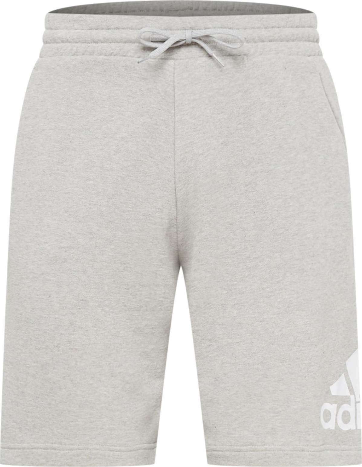 Sportovní kalhoty 'Essentials Big Logo French Terry' ADIDAS SPORTSWEAR šedý melír / bílá