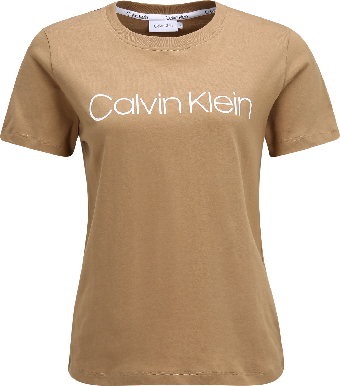 Tričko Calvin Klein khaki / bílá