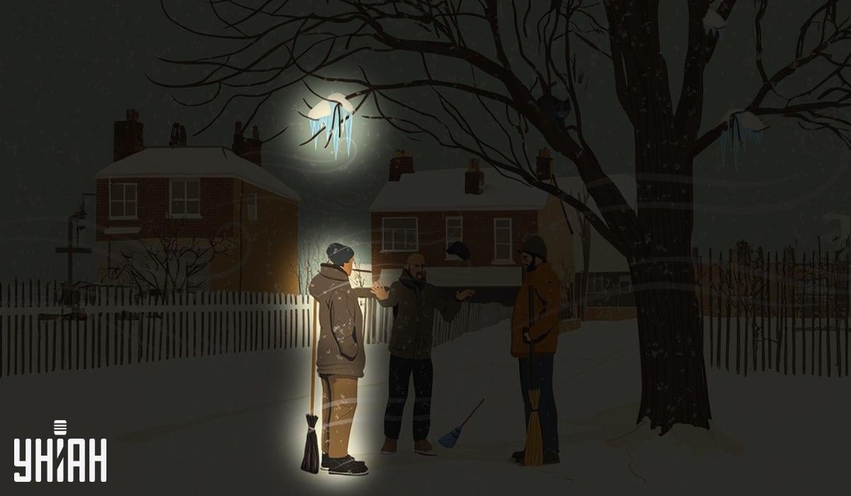 En af pedellerne stod under de istapper, der hang på træet / Moje collage