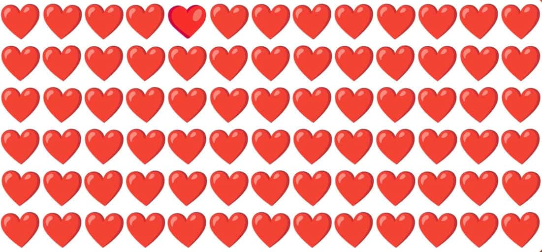 Skørt puslespil for kloge mænd: du skal finde en mærkelig hjerte-emoji på 5 sekunder Skørt puslespil for kloge mænd: Du skal finde en mærkelig hjerte-emoji på 5 sekunder