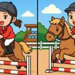 IQ-test: Find 3 forskelle i et billede af en pige på en hest på 47 sek. IQ-test: Find 3 forskelle i et billede af en pige